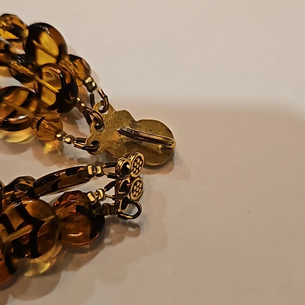 TRIPLE STRAND TIGERS EYE GLASS BEADS‎ BRACELET